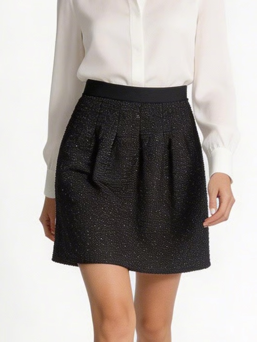 LOFT | Black Textured A-Line Mini Skirt Sz 4